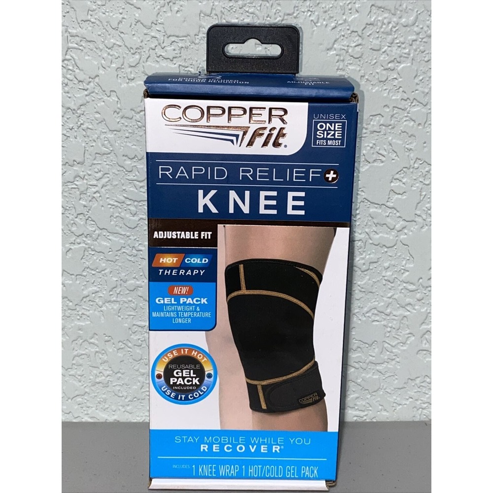 Copper Fit Infused Rapid Relief Adjustable Knee Wrap Hot Cold Therapy Gel Pack